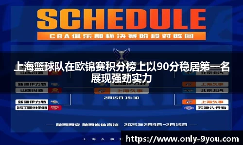 上海篮球队在欧锦赛积分榜上以90分稳居第一名展现强劲实力
